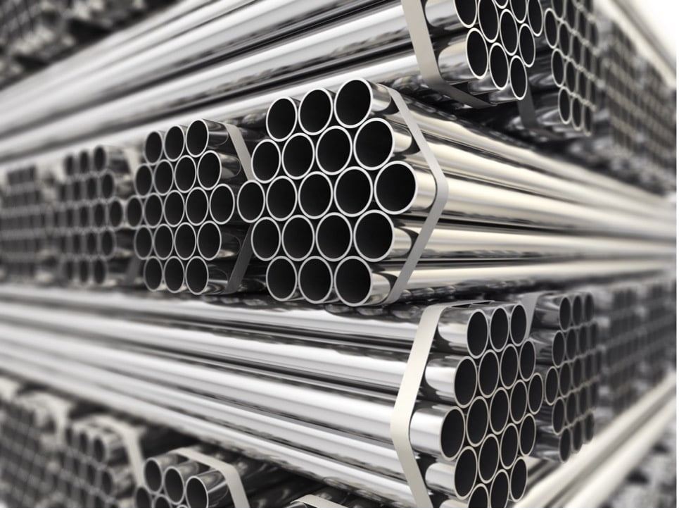 Close-up of several metal pipes