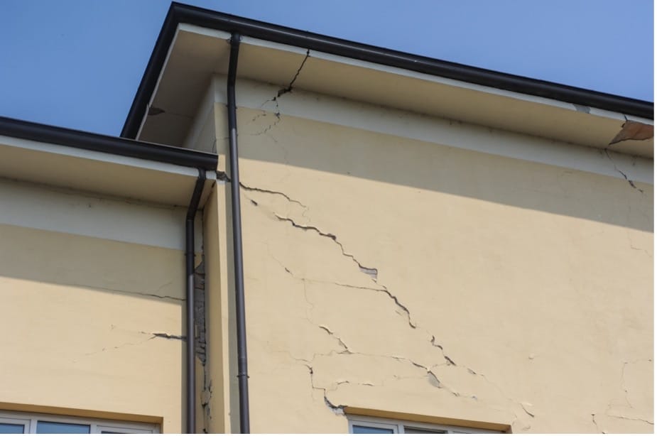 A crack in the wall of a building